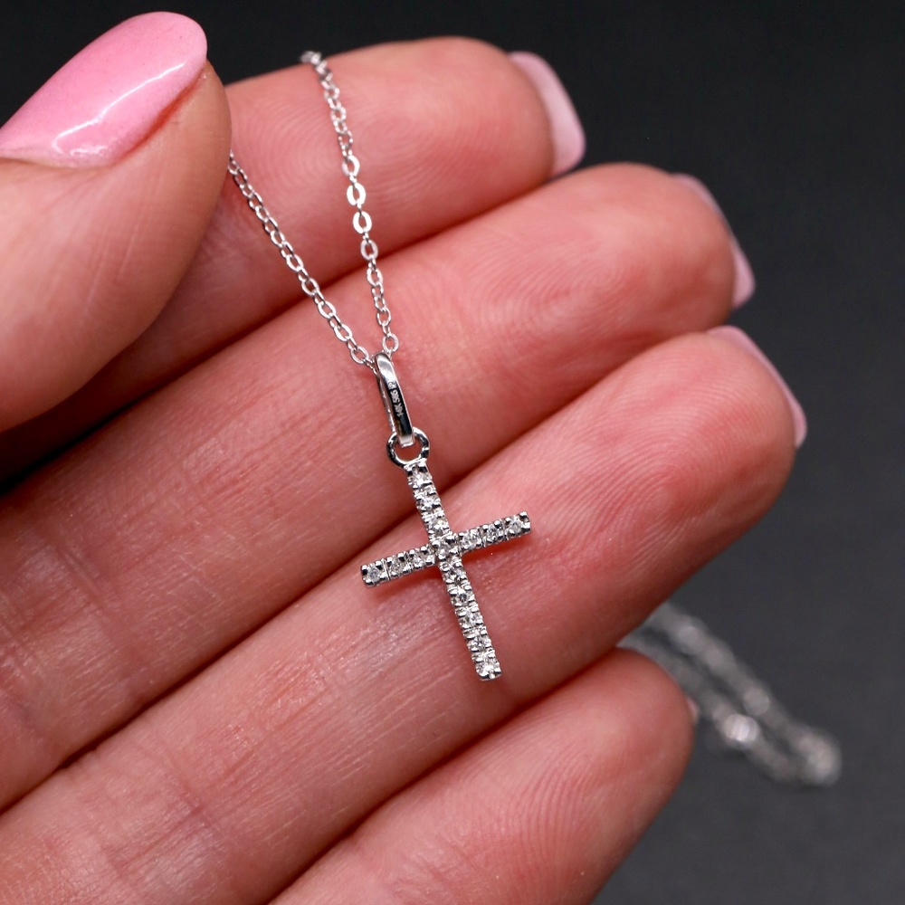 Diamonds Cross White Gold Necklace